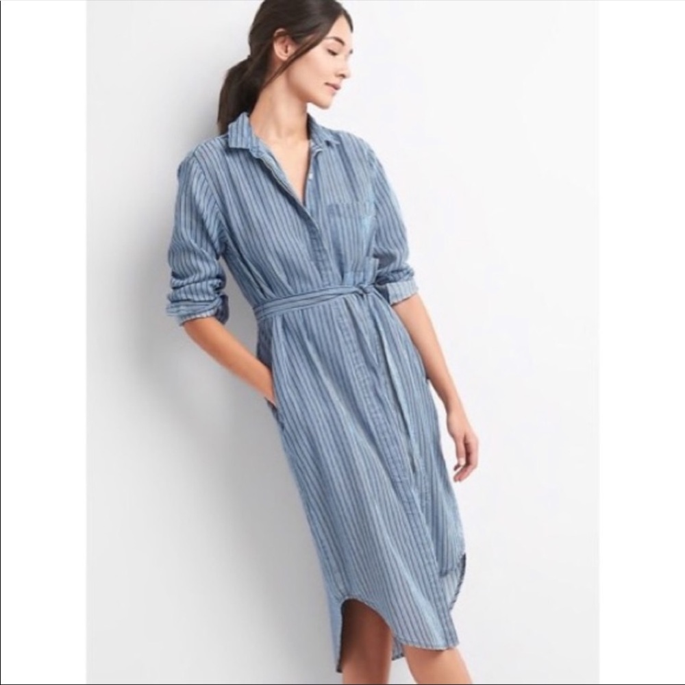 3 for 12 🎉GAP Blue Striped Shirt Dress